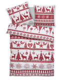 Otto Home Biber Bettwäsche Set ( 135 x 200 cm, 40 x 80 cm) Weihnachten Xmas Motive Baumwolle rot