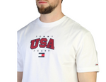 Tommy Jeans TJM Classic USA T-Shirt Herren Baumwolle weiß rot