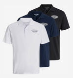 Jack & Jones Poloshirts 3er Packung Baumwolle Logoprint navy, weiß und schwarz - Sportsgeiz