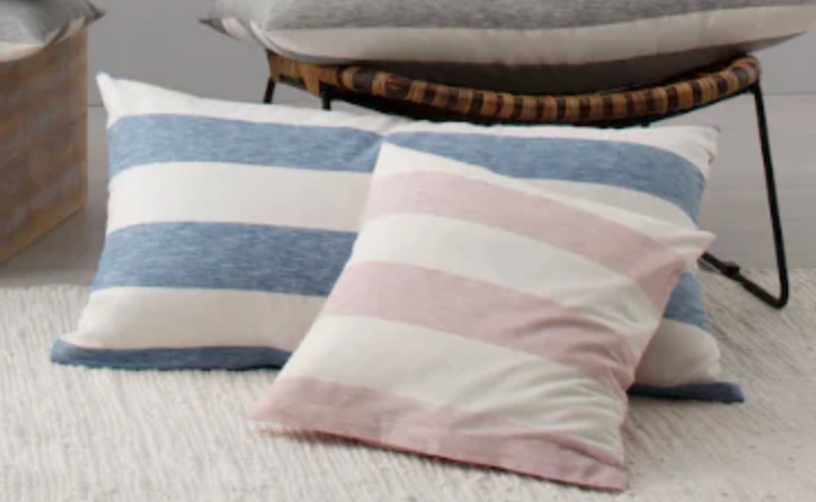 4x Otto Products Kissenhüllen Bio Baumwolle blau weiß