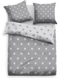 3x Otto Home Wendebettwäsche Set (40x80 cm + 135x200 cm)  Stella Sterne Baumwolle grau weiß - Sportsgeiz