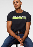 Bruno Banani T-Shirt Logo Aufschrift Herren Slim schwarz