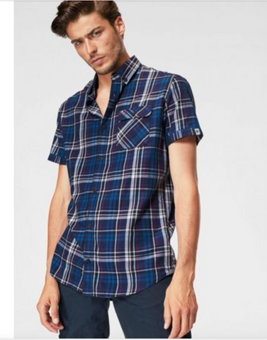 Jack & Jones J&J Kurzarmhemd Freizeit Hemd blau - Sportsgeiz