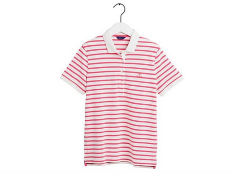 Gant Damen Poloshirt Classic Polo T-Shirt gestreift rosa weiß - Sportsgeiz
