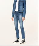 Replay Damen Classic Jeans Faby Power Stretch Slim Fit Jeans Hose blau