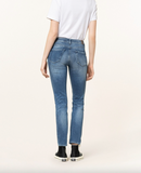 Replay Damen Classic Jeans Faby Power Stretch Slim Fit Jeans Hose blau