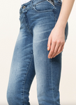 Replay Damen Classic Jeans Faby Power Stretch Slim Fit Jeans Hose blau