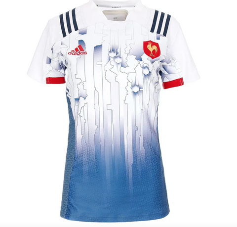 Adidas Frankreich Trikot AZ4445 Fussball FFF Damen T-Shirt WM Retro weiß