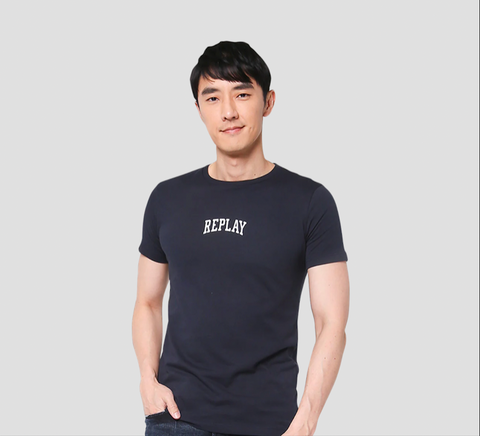 Replay Herren T-Shirt Print Logo schwarz