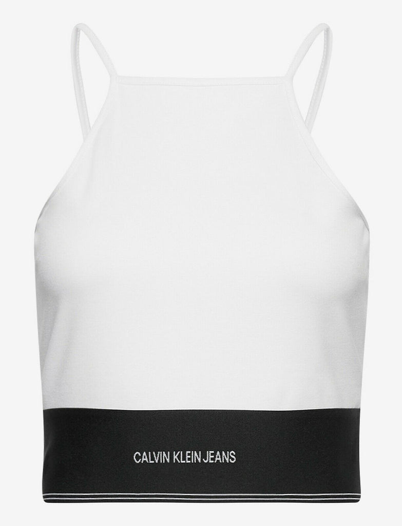 Calvin Klein Jeans Milano Crop – Damen weiß Top Sportsgeiz T-Shirt Shirts Tops