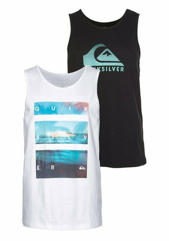Quiksilver 2er Pack Trägershirt Top Tanktop Surfer schwarz weiß - Sportsgeiz