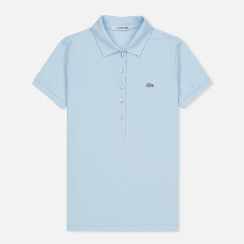 Lacoste Damen Poloshirt T-Shirt kurzarm hellblau einfarbig - Sportsgeiz